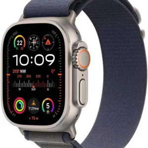 "Apple Watch Ultra de 49mm con carcasa de titanio, pantalla grande, GPS de precisión y resistencia al agua hasta 100 metros. Perfecto para deportes extremos y actividades al aire libre."